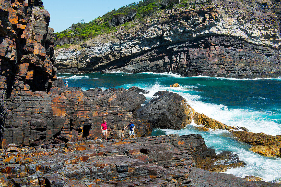 Am Nordende des Cellito Beach beginnt eine dramatischde Felsenküste, Smith Lake, New South Wales, Australien
