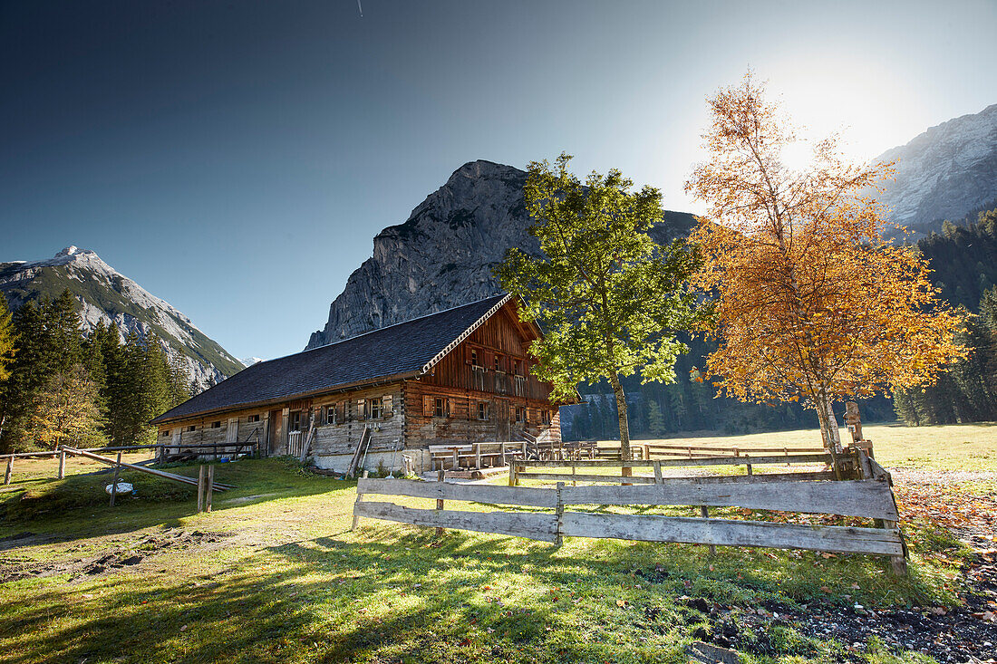 Kastenalm, Hinterau Valley, river Isar, hinterau valley, Karwendel mountains, Tyrol, Austria