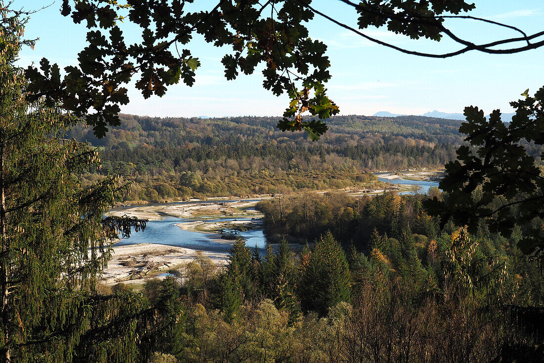 Isar an der Pupplinger Au bei Wolfratshausen, Bayern, Deutschland