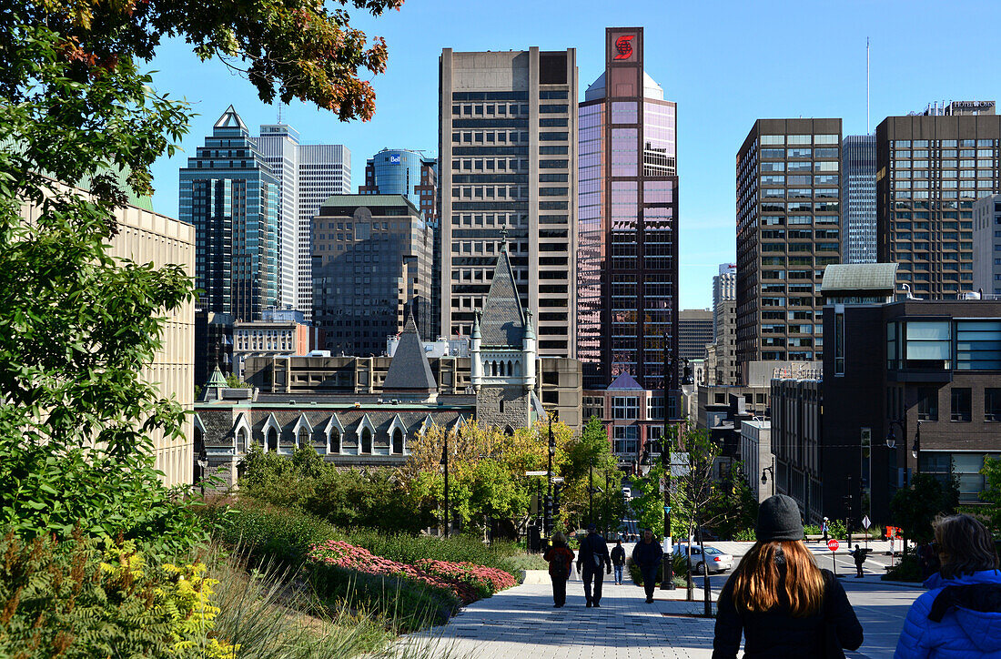 Blick auf die Downtown unter dem Mont-Royal, Montreal, Quebec, Ost Kanada