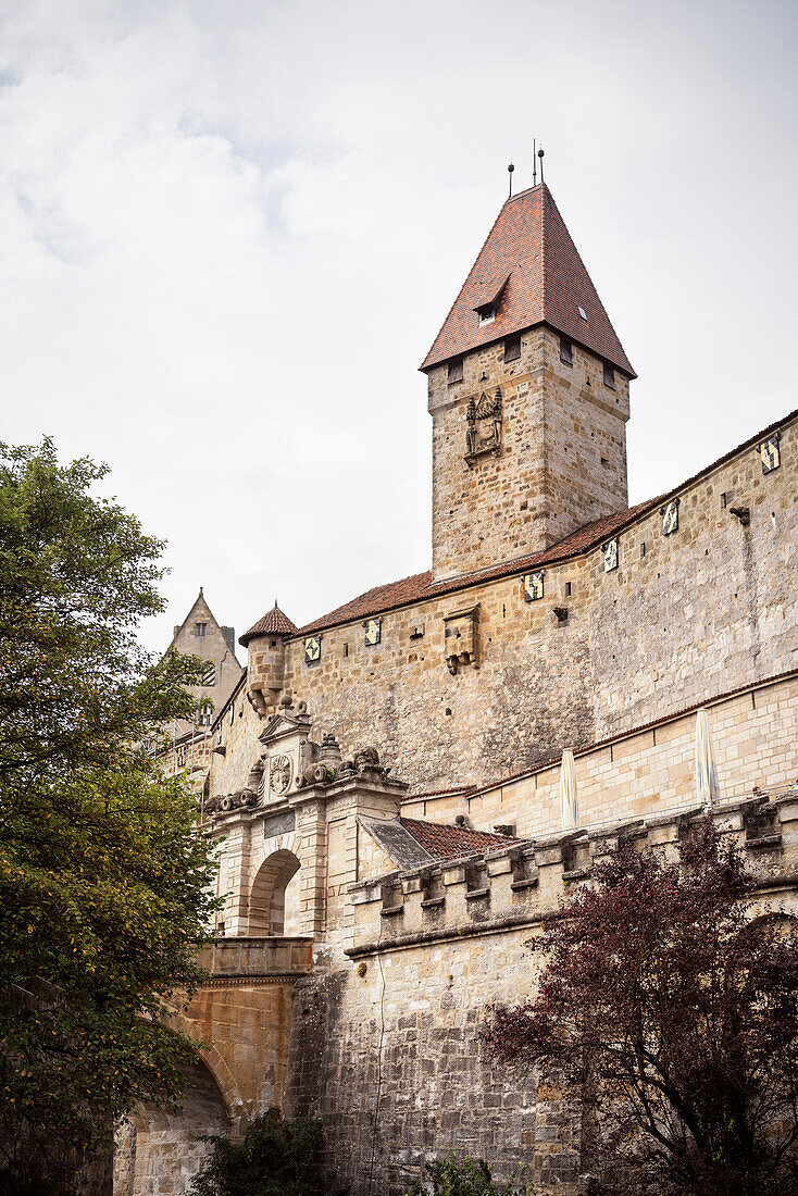 Eingang mit Wachturm zur Veste Coburg, Oberfranken, Bayern, Deutschland