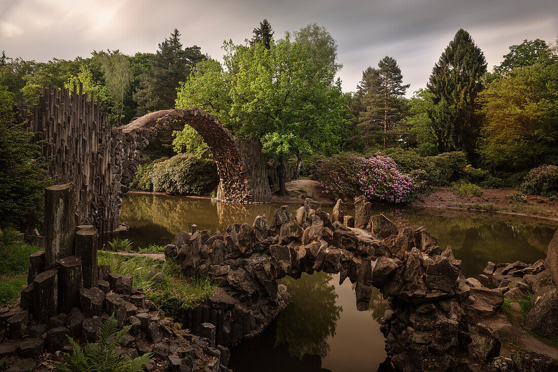 Rakotz Bridge, Azalea and rhododendron park Kromlau, Gablenz, Goerlitz district, Saxony, Germany