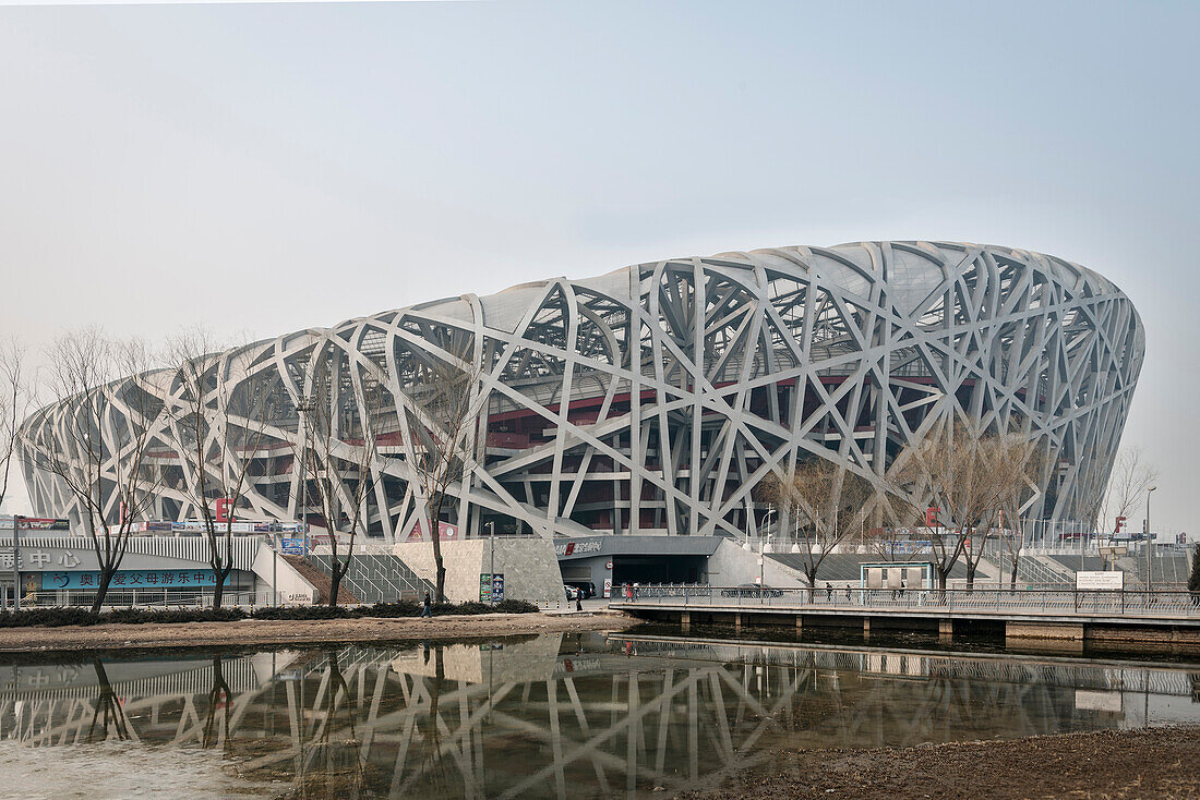 so called Bird’s Nest of Herzog & de Meuron, National Stadium, Olympic Green, Beijing, China, Asia