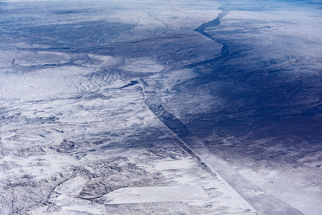 Luftbild auf Innermongolische Steppe, China, Asien
