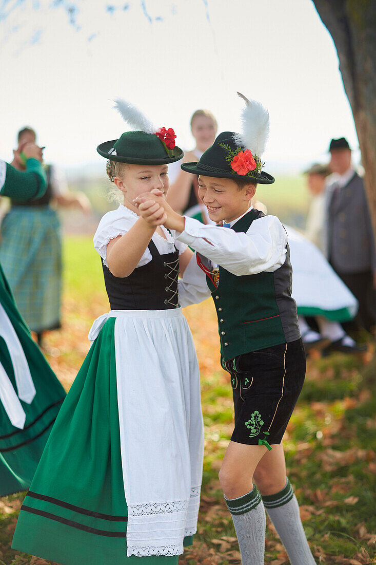 Kids, Traditional bavarian dance , Ammerland, bavaria, Germany