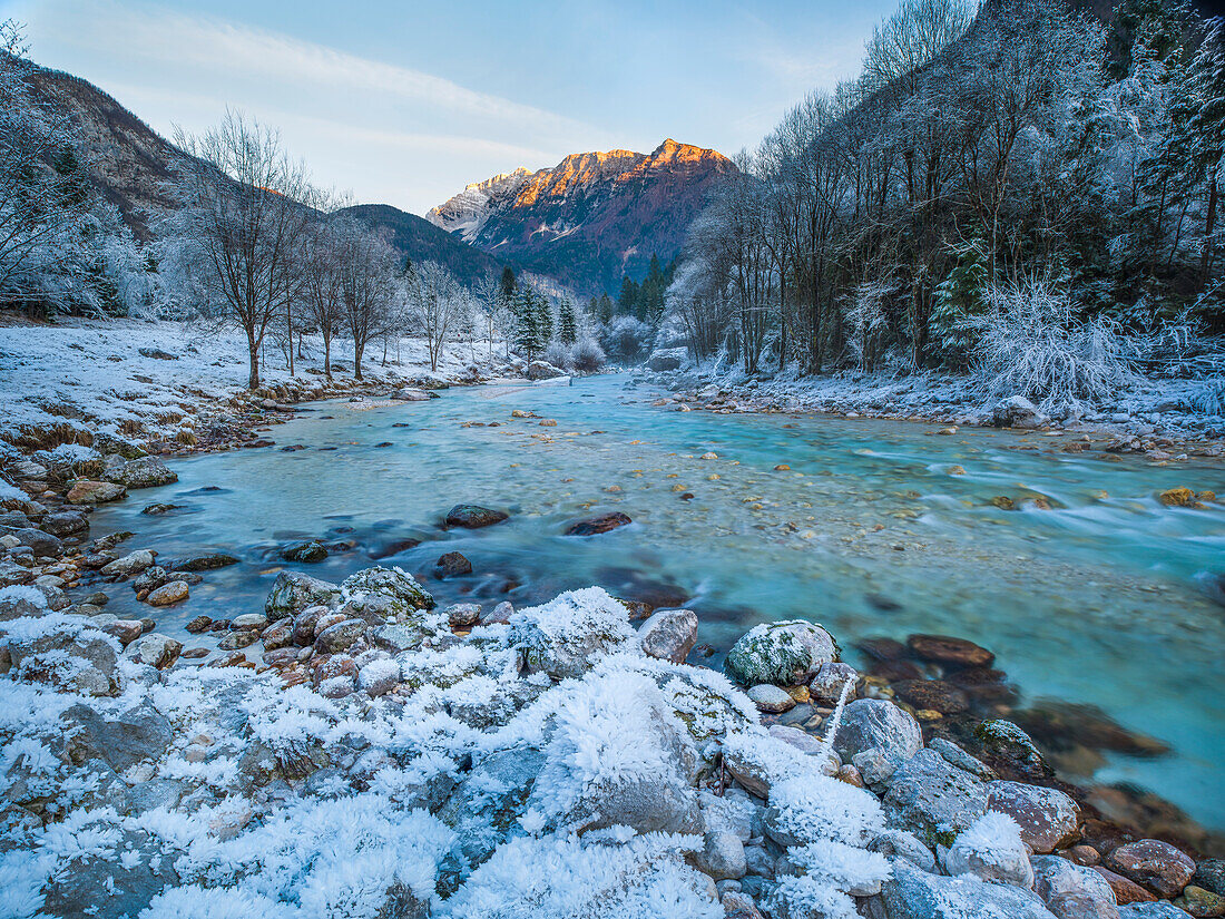 the river Soca at wintertime, Slovenia