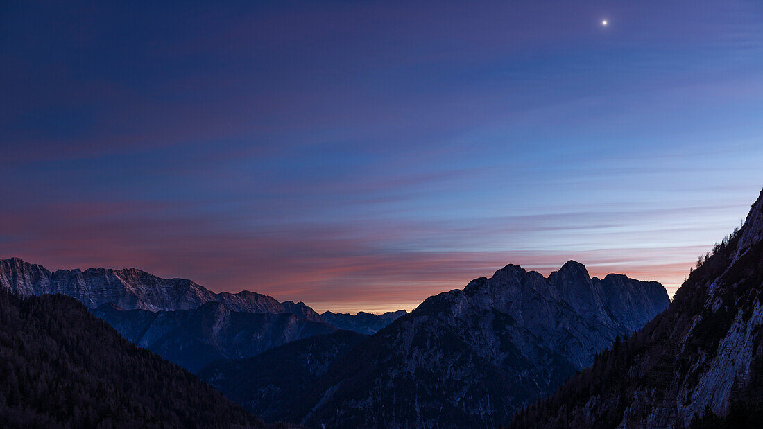 dawn above the alps in Slovenia