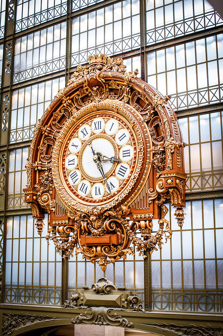 Big clock in the Museum d'Orsay, Paris, France, Europe