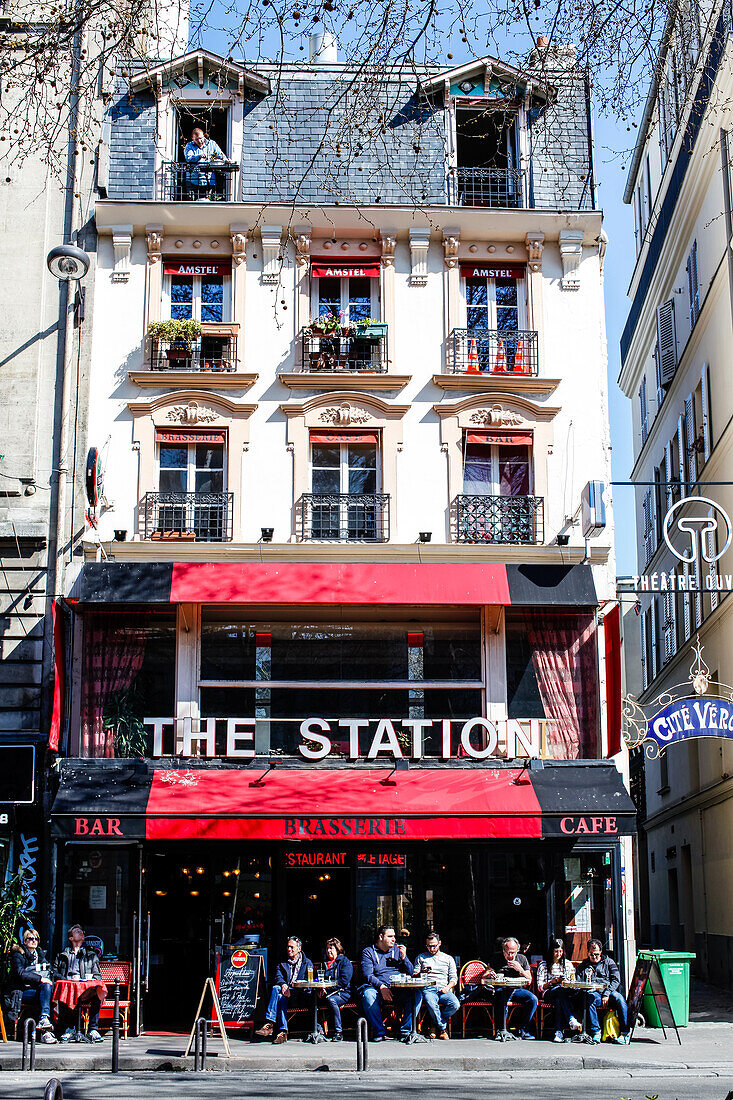 People in station brasserie creperie cafe, 96 boulevard de clichy, paris, france, europe