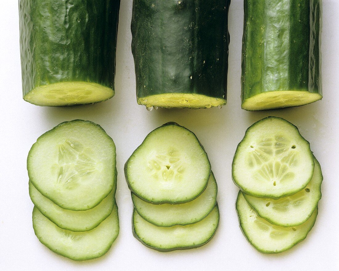 Various types of cucumbers