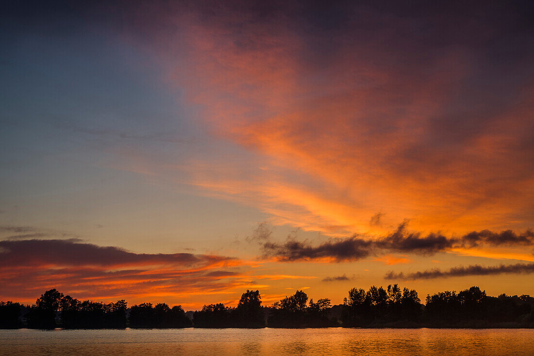Lake Accum, dusk, sky, Accum, Schortens, Friesland - district, Lower Saxony, Germany, Europe