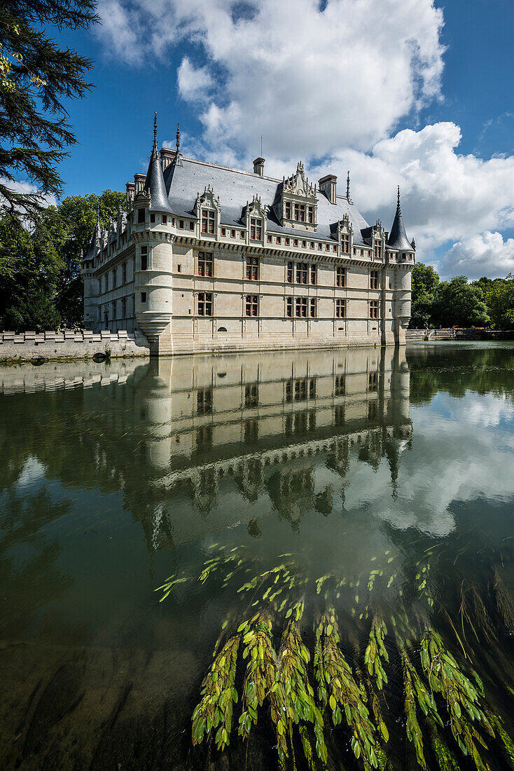 Château Azay-le-Rideau, Renaissance-Schloss an der Loire, UNESCO-Weltkulturerbe, Département Indre-et-Loire, Frankreich