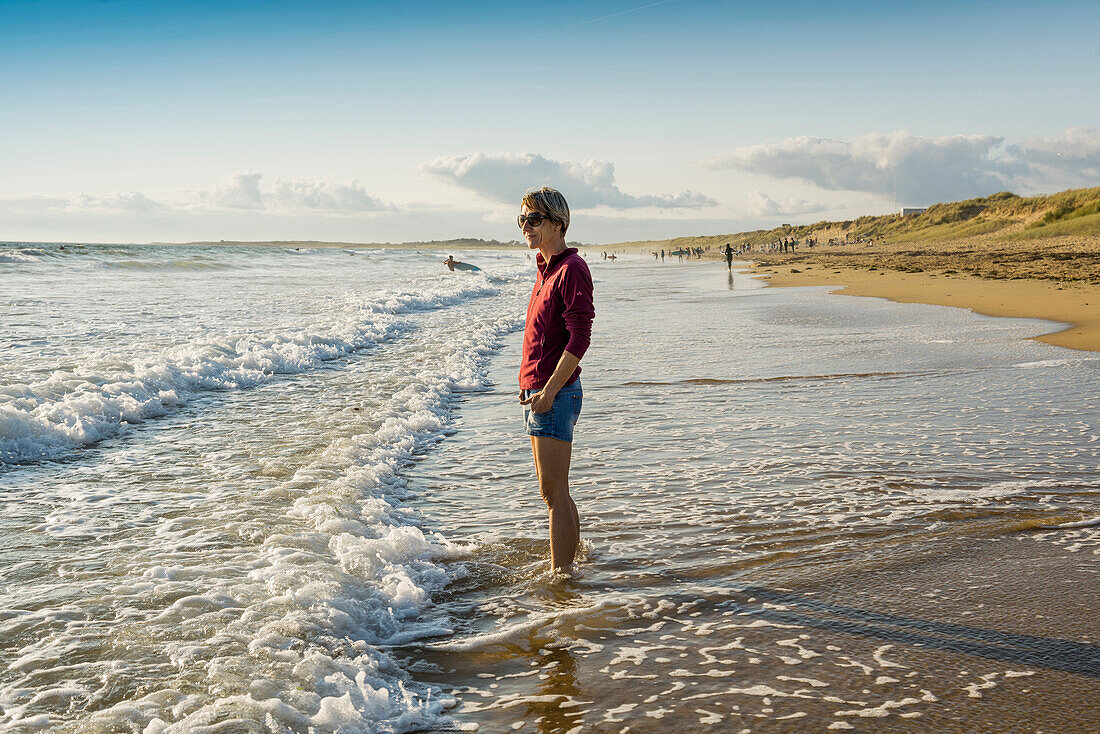 smiling woman at the beach, Quiberon peninsula , Brittany, France