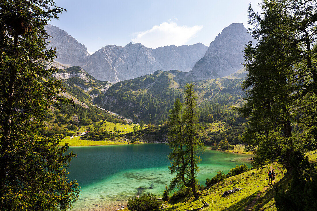 Lake Seebensee with Drachenkopf mountain, Mieminger Mountains, Alps, Tirol, Austria