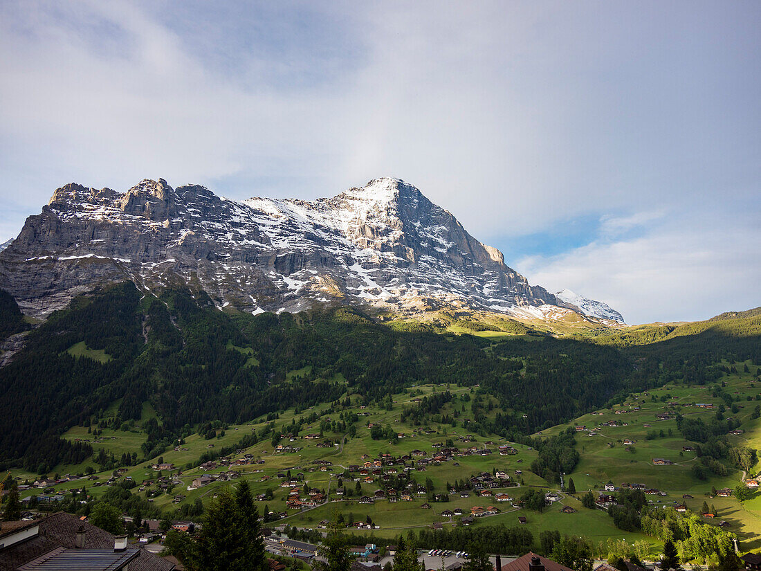 Blick von Grindelwald auf Eiger, Berner Oberland, Alpen, Schweiz, Europa