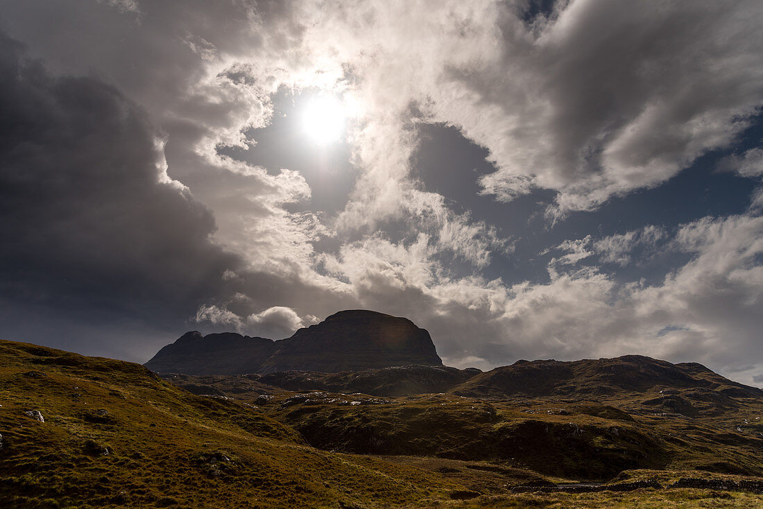 Clouds over the Suilven, Inverpolly Nature Reserve, Highlands, Scotland, UK