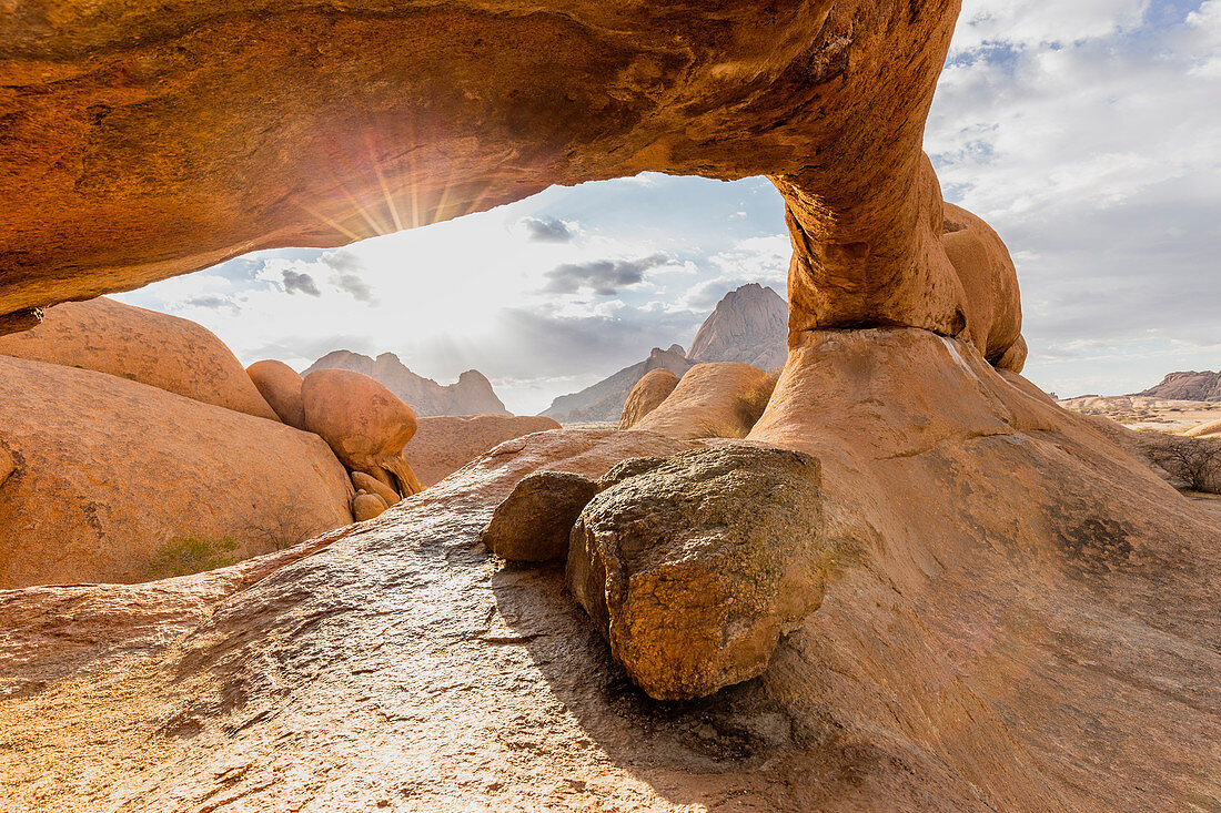 View from the natural rock arch at Spitzkoppe,Damaraland,Namibia,Africa