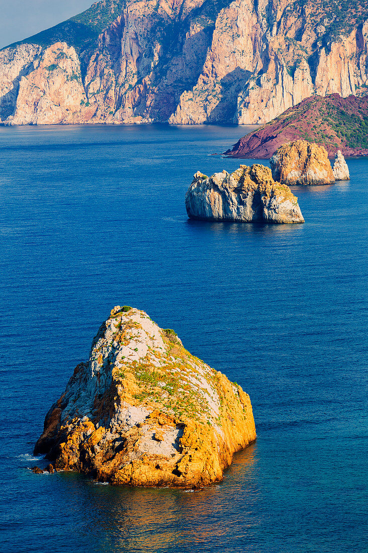 Rock coast of Nebida, Iglesias, Sud Sardegna province, Sardinia, Italy, Europe.