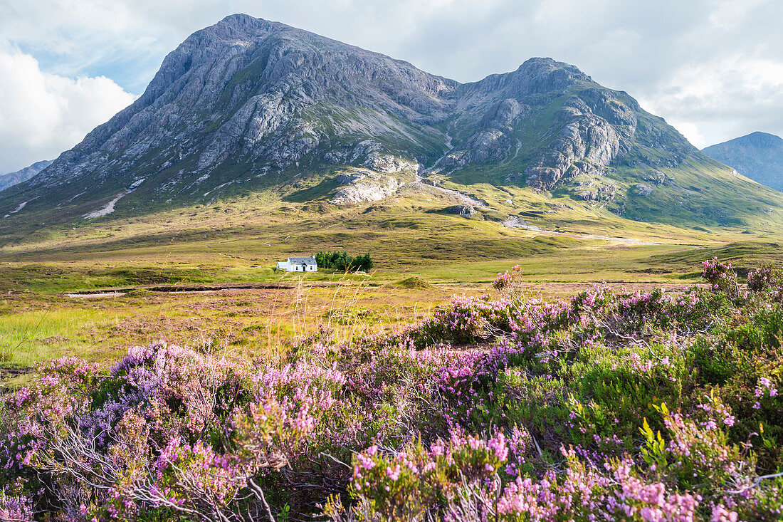 Solitary small home in Scottish Highlands near Glencoe, Scotland, UK