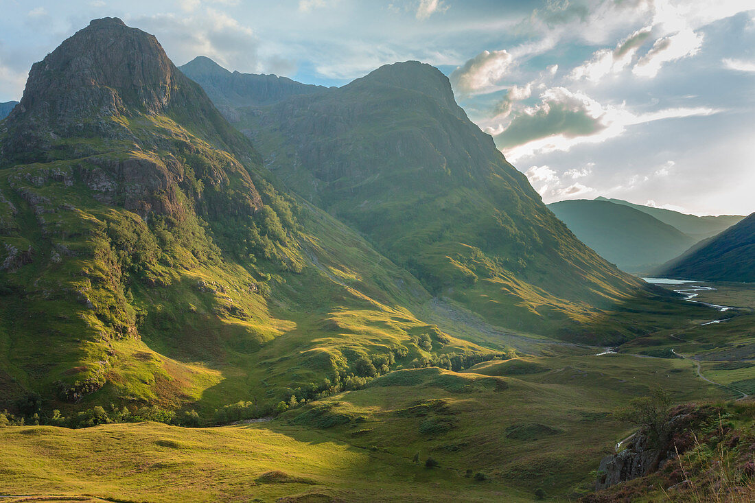 Blick auf Glencoe, Hochland, Schottland