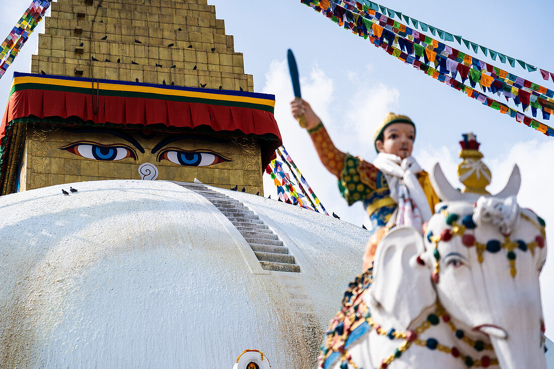 Boudhanath Stupa is Nepal's largest and most important Buddhist monument, Kathmandu, Nepal, Nepalese, Asia, Asian, Himalayan Country, Himalayas.