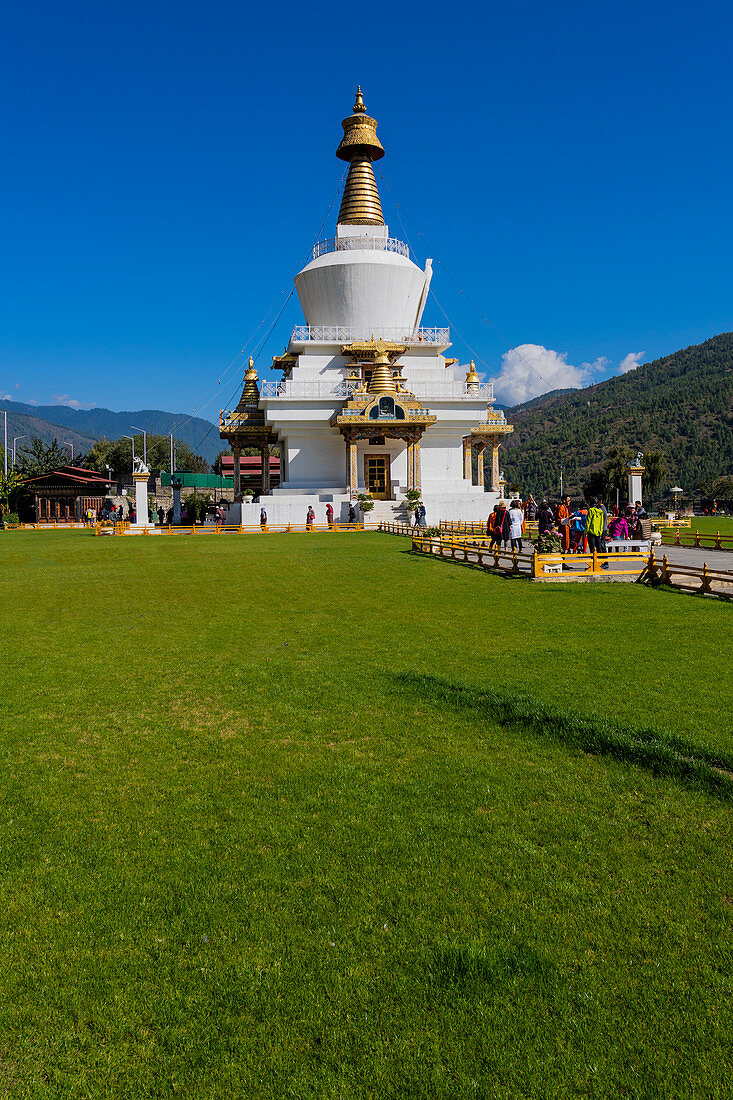 Nationales Denkmal Chorten, auch bekannt als Thimphu Chorten, Bhutan, Himalaya, Asien