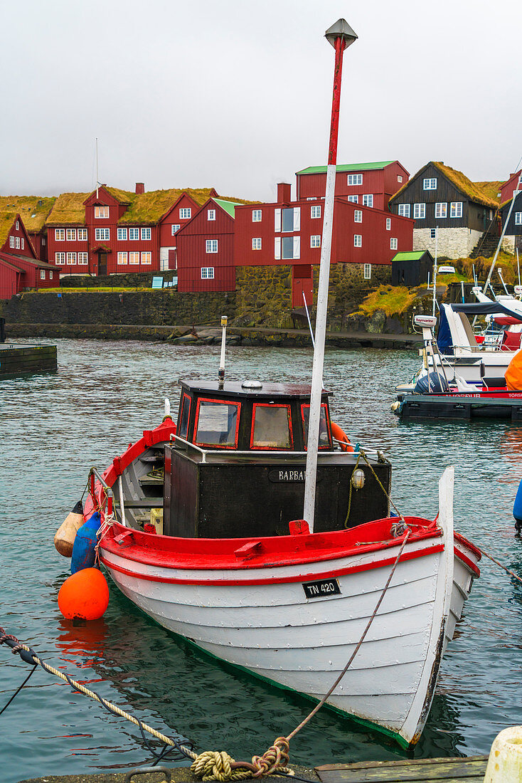 Fishing boat in the harbour, Torshavn, Streymoy island, Faroe Islands, Denmark