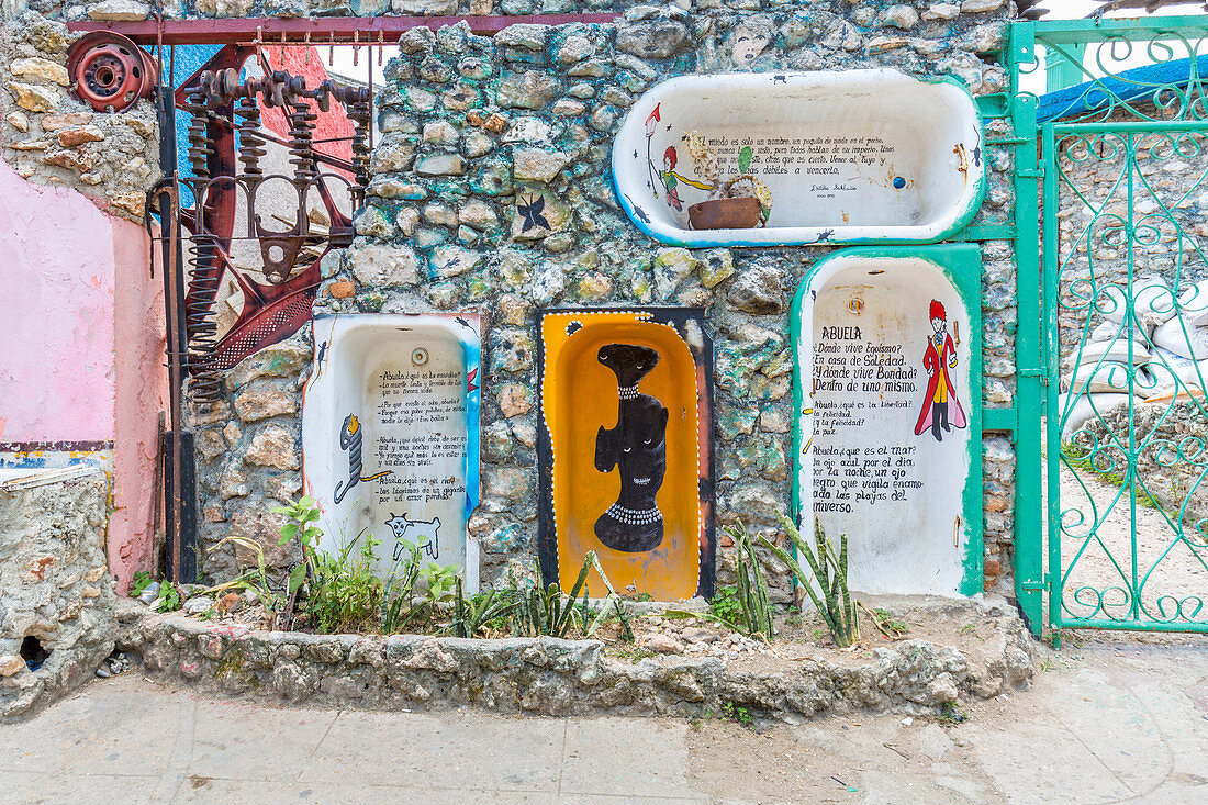 Mural drawings at Santeria in Old Havana, Havana, Havana Province, Cuba