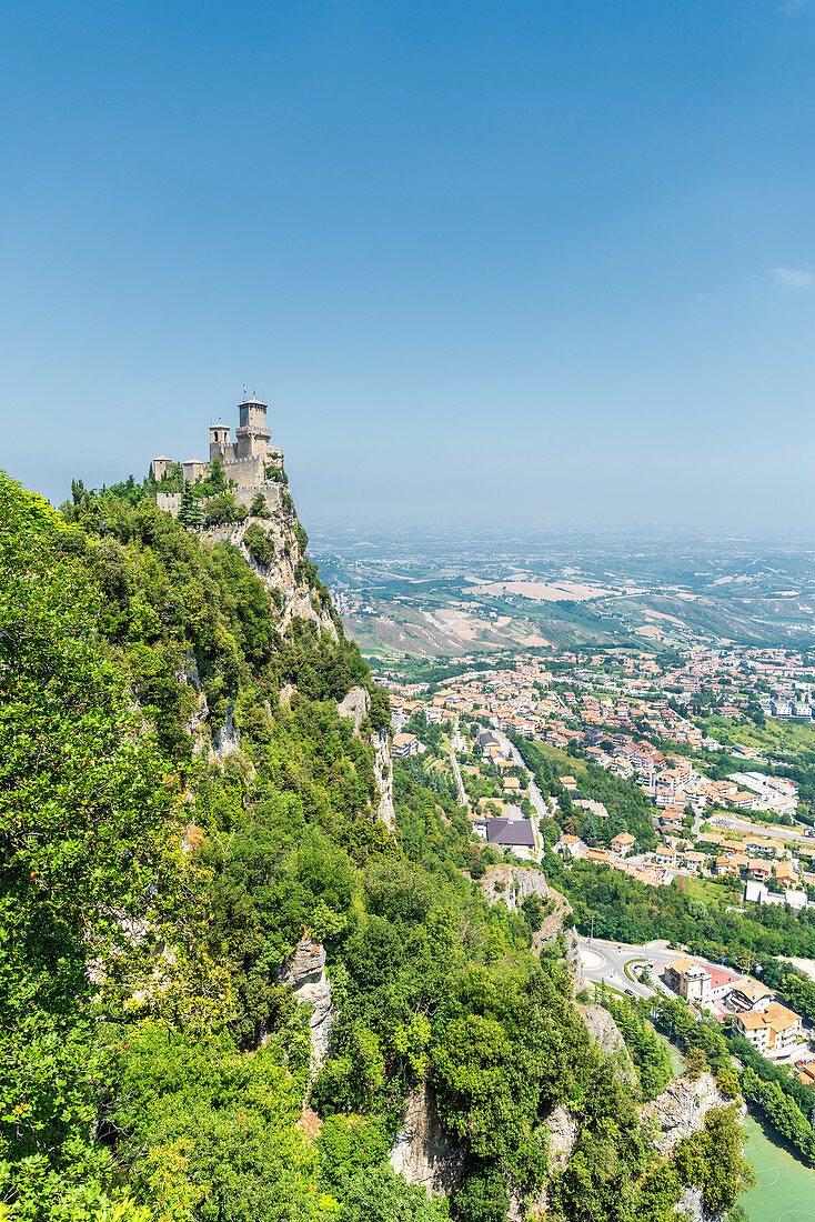 City of San Marino. Republic of San Marino, Europe. The fortress of Guaita on Mount Titano