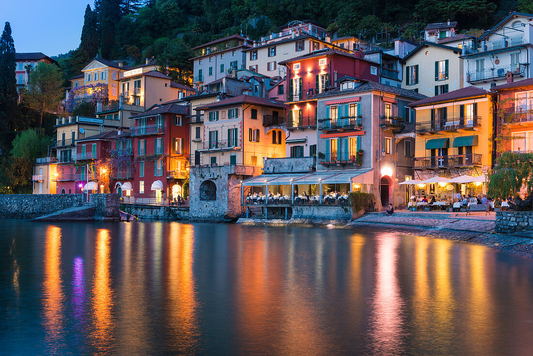 Varenna,Lecco province,Lombardy,Italy View of the village Varenna at dusk