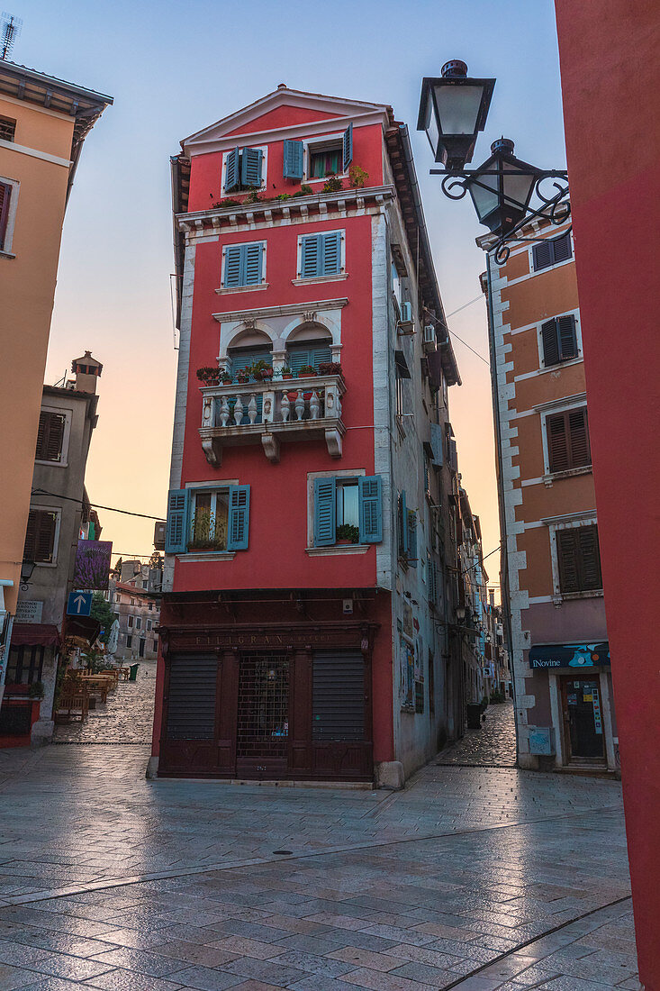 Rovinj - Rovigno, colorful buildings in Carera street, Istria, Adriatic coast, Croatia
