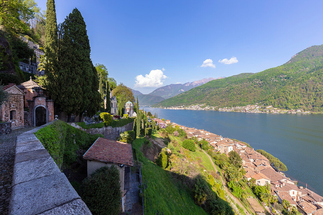 Blick von Morcote auf den Ceresio-See, Morcote, Kanton Tessin, Schweiz