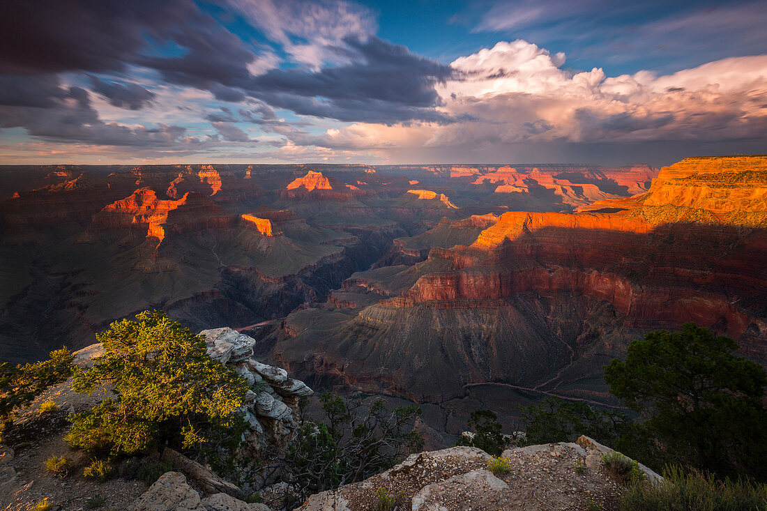 Grand Canyon National Park bei Sonnenuntergang, Südkante, Pima Point, Arizona, Nordamerika, USA