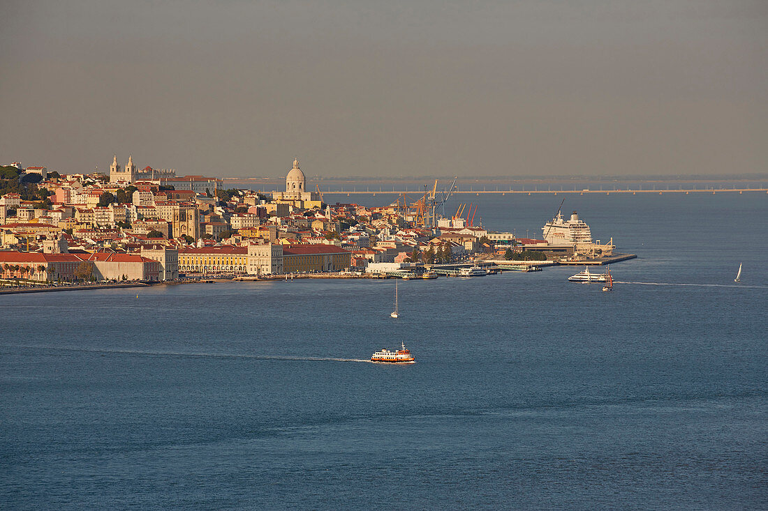 View from Cristo Rei at Lisboa, Rio Tejo, District Lisboa, Portugal, Europe