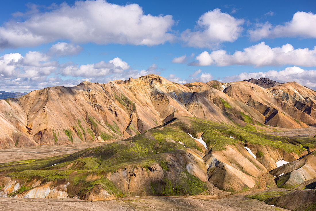 Volcanic rock of rhyolite mountains in in Landmannalaugar region of Iceland, Europe