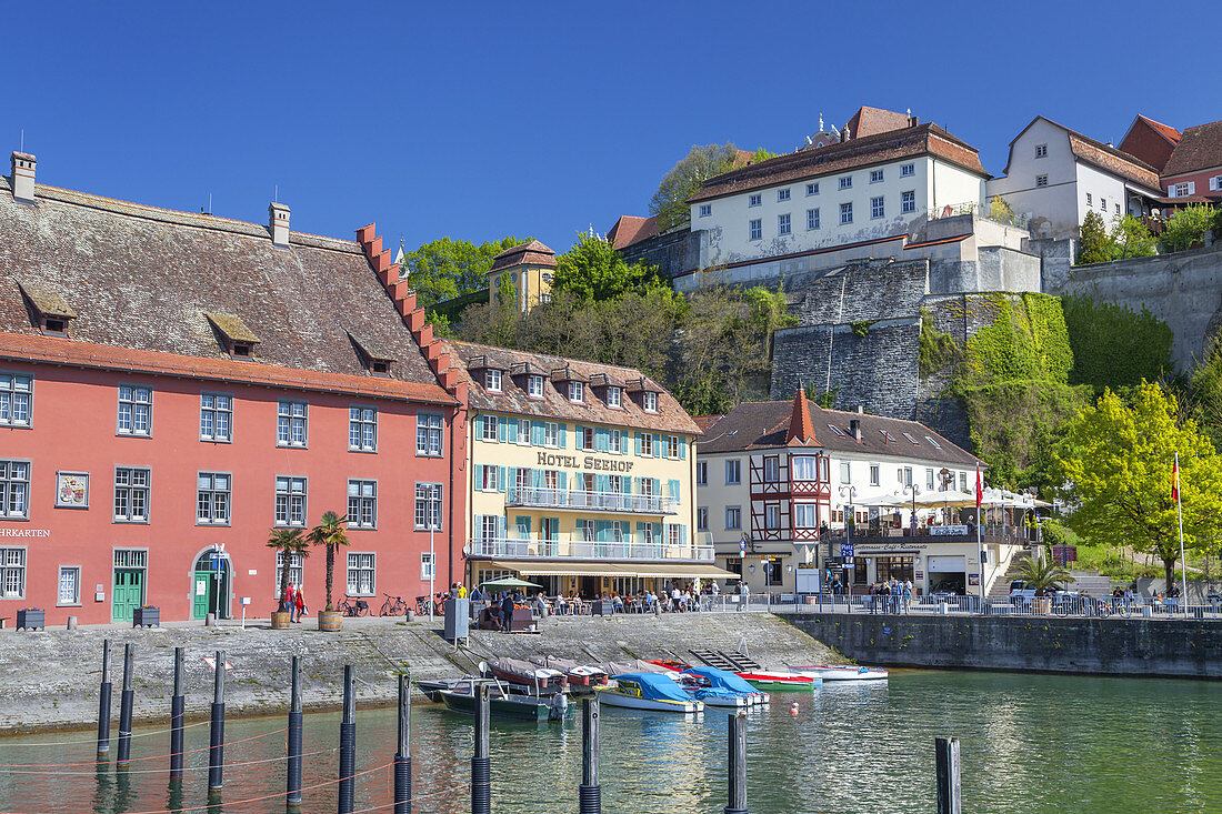 Harbour and old town of Meersburg on lake Constance, Baden, Baden-Wuerttemberg, South Germany, Germany, Central Europe, Europe