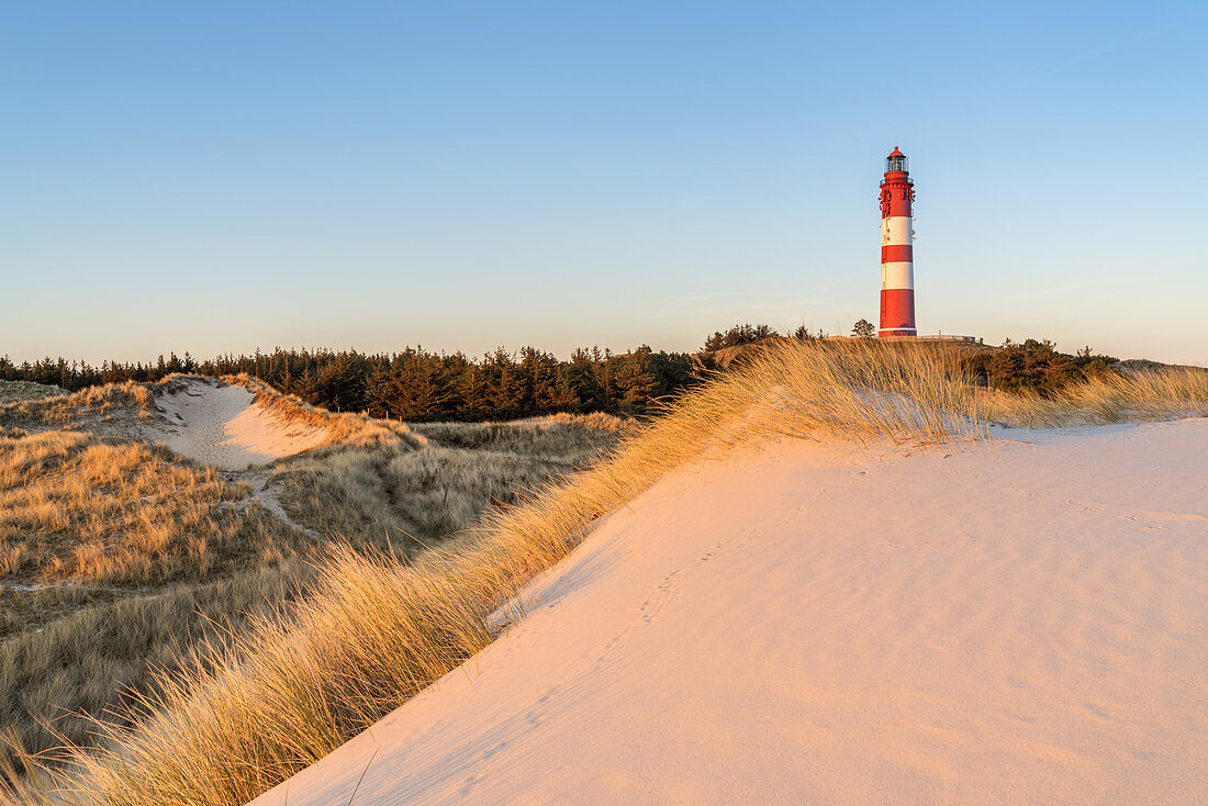 Leuchtturm auf der Insel Amrum, Nebel, Nordfriesische Inseln, Schleswig-Holstein, Norddeutschland, Deutschland, Europa