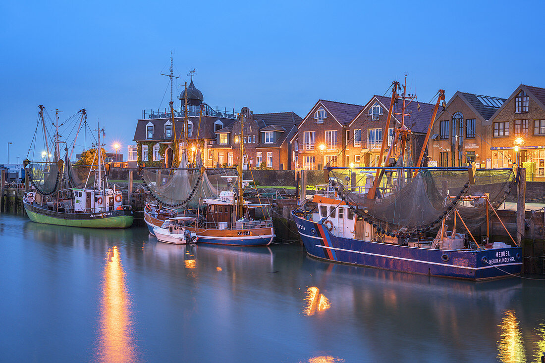 Fishing boats in the harbour of Neuharlingersiel, North Sea, East Frisia, Lower Saxony, Northern Germany, Germany, Europe