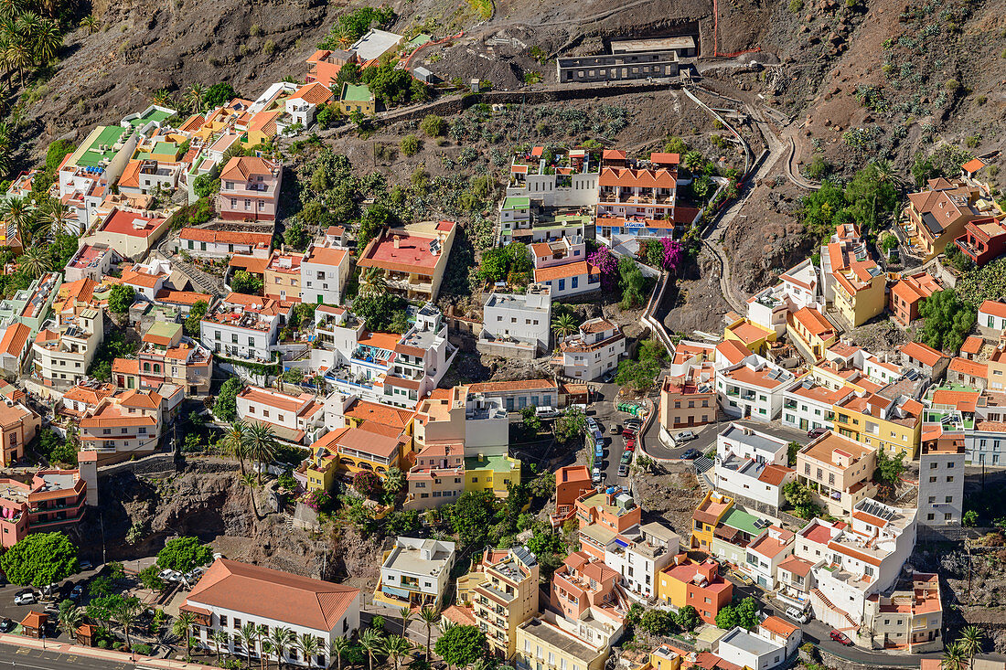 View from Las Pilas towards houses of Valle Gran Rey, Las Pilas, La Gomera, Canary Islands, Canaries, Spain