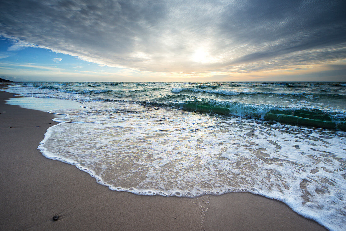 Sunset, Weststrand, Fischland-Darß-Zingst, Mecklenburg-Vorpommern, Germany, Europe