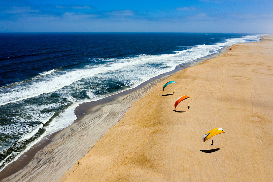 Paragliding on the dune at Henties Bay, Henties Bay, Namibia