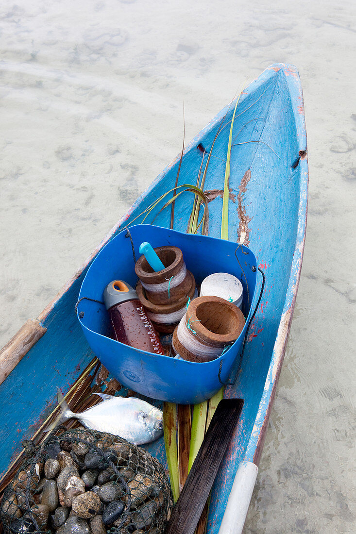 Traditional fishing boat with catch, Piugus Island, Siantan, Anambas, Indonesia