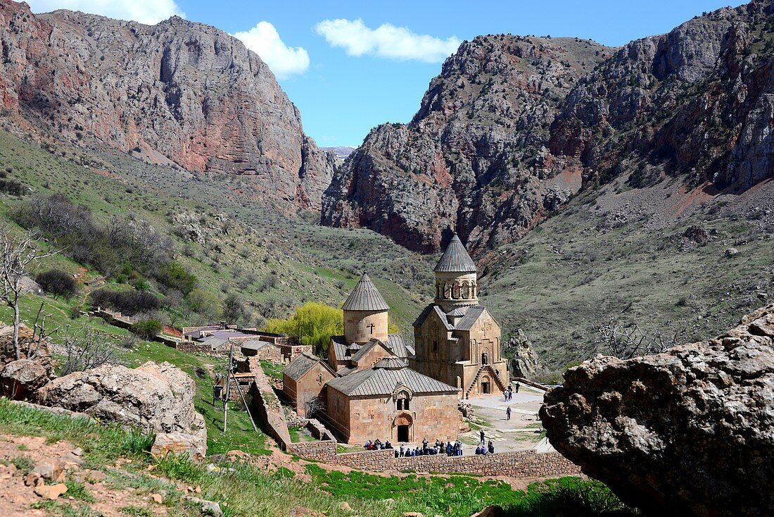 Noravank early Christian monastery in archaic landscape, Armenia, Asia