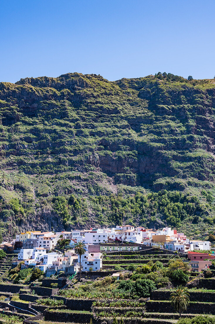 Blick auf das angeblich schönste Dorf der Insel, Agulo, La Gomera, Kanarische Inseln, Spanien