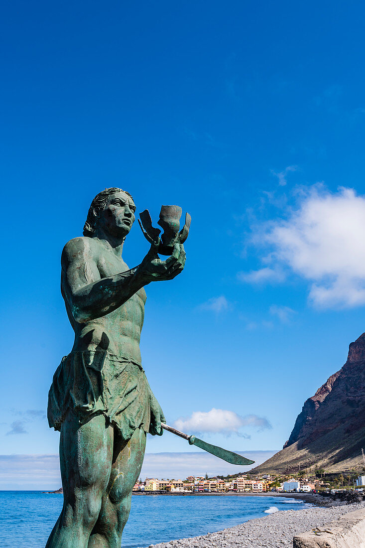 Statue des Rebellen Hautacuperche, Valle Gran Rey, La Gomera, Kanarische Inseln, Spanien