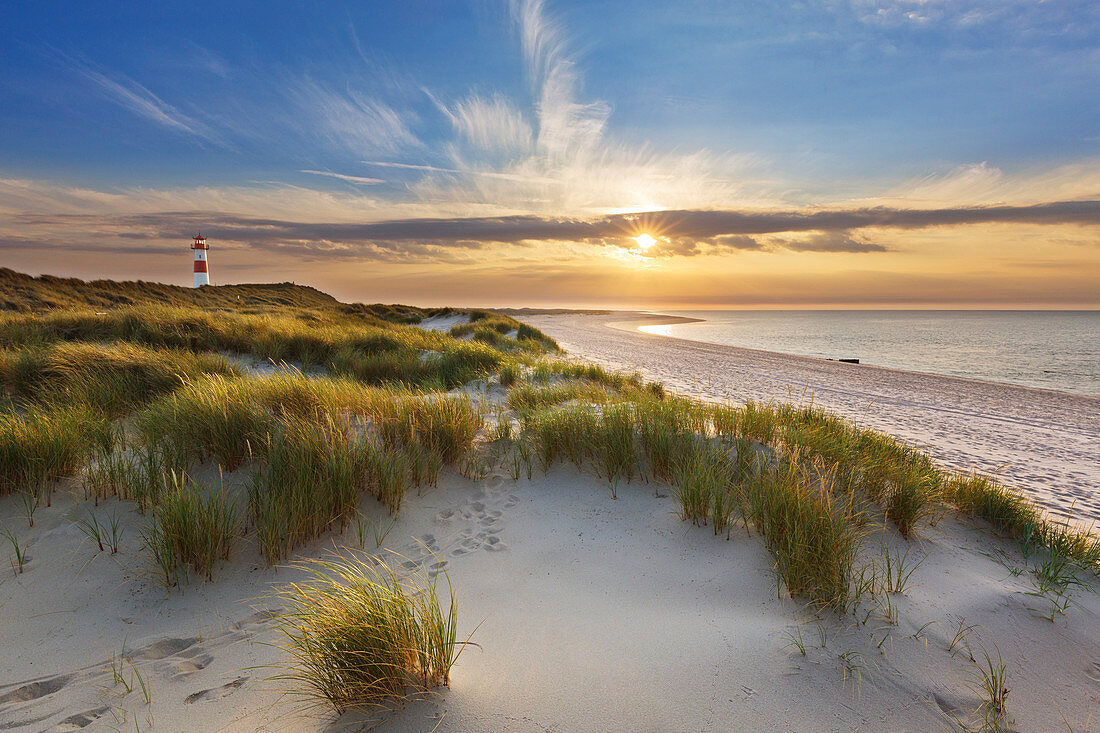 Lighthouse at Ellenbogen, Sylt, North Sea, Schleswig-Holstein, Germany