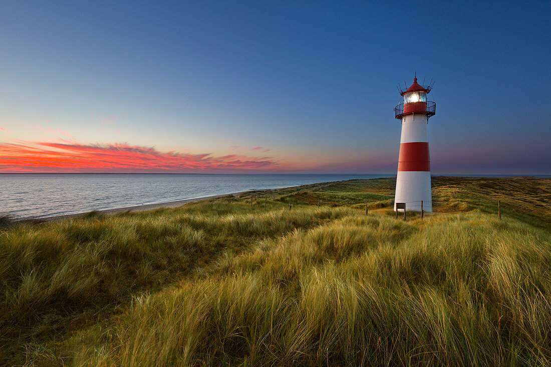 Lighthouse at Ellenbogen, Sylt, North Sea, Schleswig-Holstein, Germany