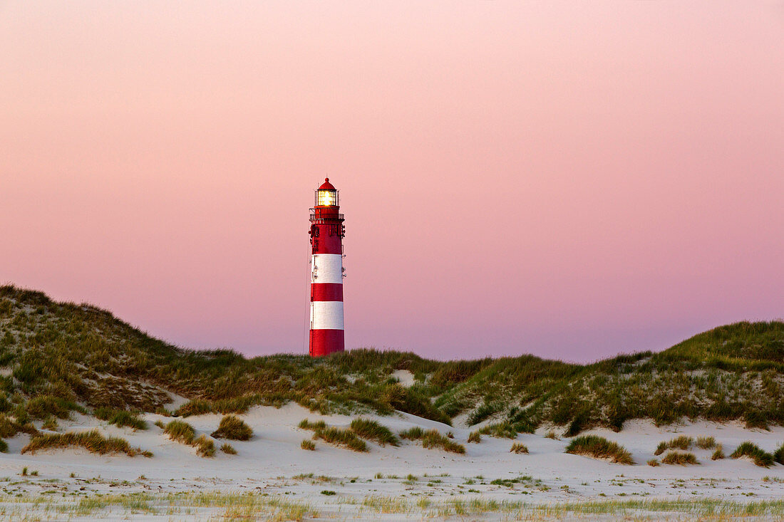 Lighthouse in the dunes, Amrum, North Sea, Schleswig-Holstein, Germany