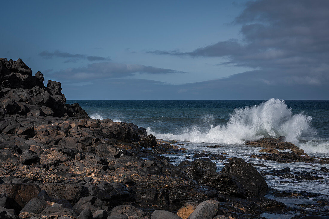 Playa del Janubio, ein Naturstrand aus schwarzem Gestein, Janubio, Lanzarote