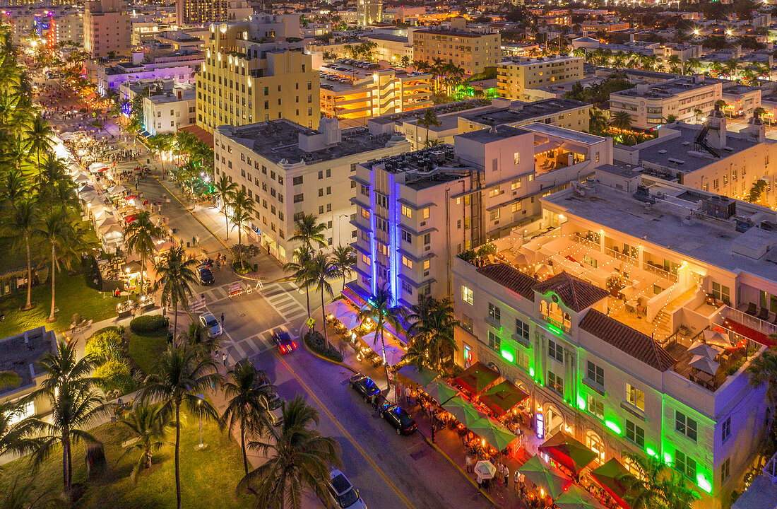 Cityscape at sunset of South Beach in Miami, USA